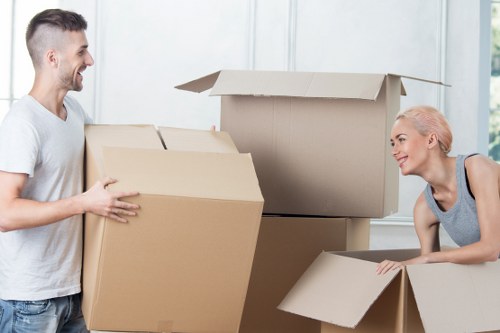 Packing boxes and furniture prepared for a compact removal