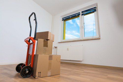 Professional flat removals planning in Fulham with moving boxes and packing supplies